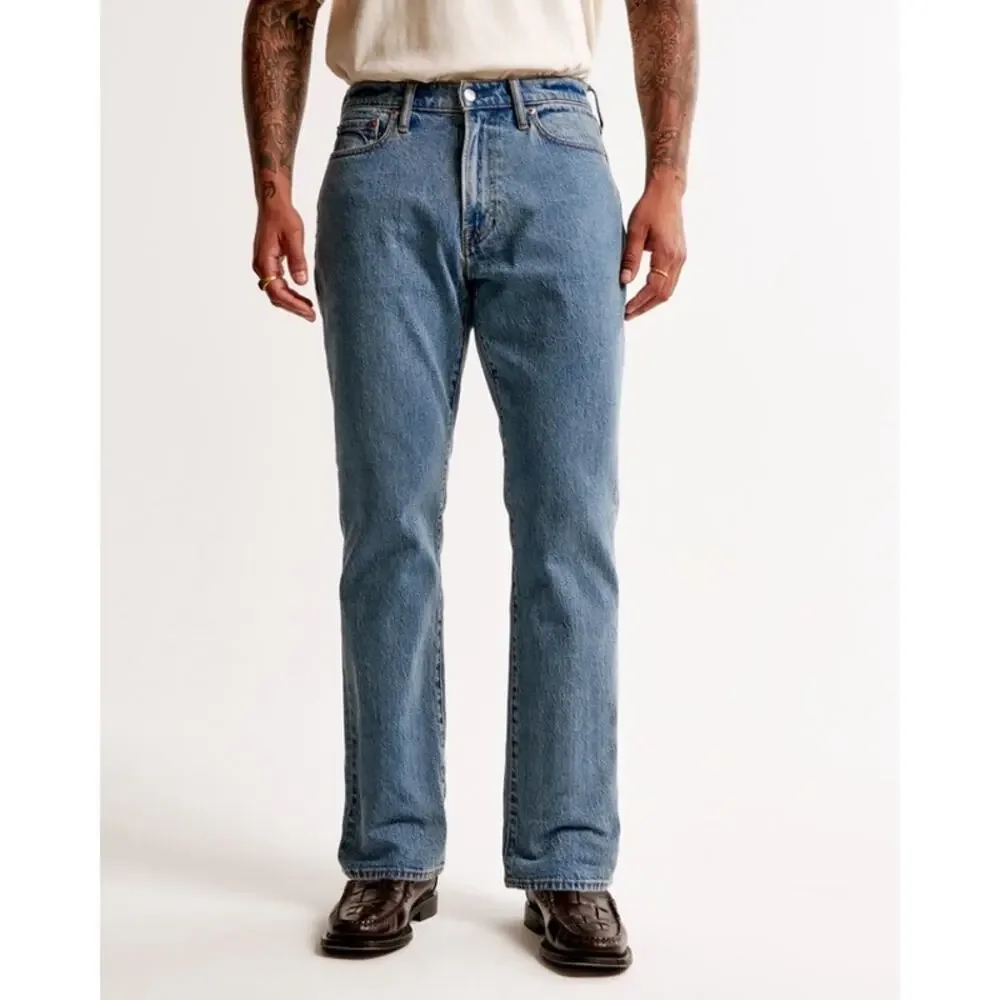 NWT Abercrombie & Fitch Vintage Stretch Athletic Straight Jeans 32x30 Blue Wash